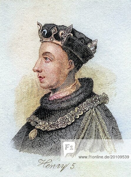 Henry V King of England 1387  1422 from the book Crabbs Historical Dictionary from 1825  Historical  digitally restored reproduction from a 19th century original  Record date not stated