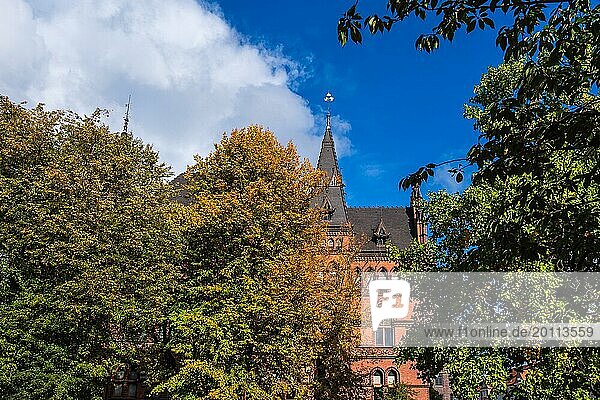 Blick auf das Ständehaus in der Hansestadt Rostock im Herbst