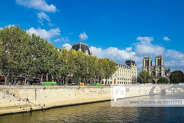 View over the Seine in Paris  France  Europe