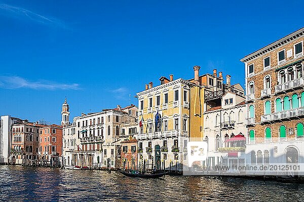 View of the Grand Canal with gondola in Venice  Italy  Europe