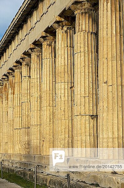 Doric colonnade of the Temple of Hephaestus  Ancient Agora of Athens  Greece  Europe
