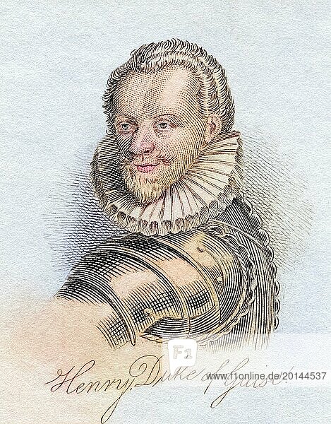Henry I Prince of Joinville Duke of Guise Count of Eu 1550  1588 alias Le Balafre The Scarred One from the book Crabbs Historical Dictionary from 1825  Historical  digitally restored reproduction from a 19th century original  Record date not stated