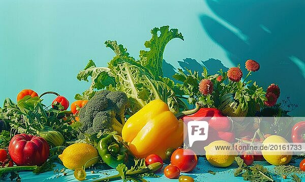 Frisches Gemüse auf dem Tisch in der Küche. Gesundes Essen Konzept AI generiert  KI generiert