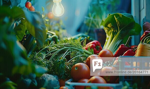 Frisches Gemüse auf der Fensterbank. Selektiver Fokus. Natur AI generiert  KI generiert