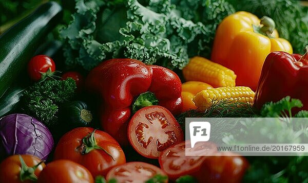 Frisches Gemüse Hintergrund. Gesundes Essen Hintergrund. Gemüse Hintergrund. AI generiert  KI generiert