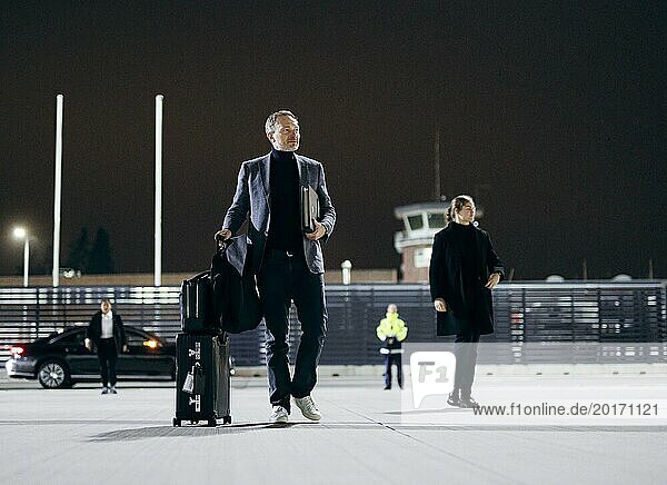 Christian Lindner (FDP)  Federal Minister of Finance  photographed while boarding an aircraft of the Bundeswehr Air Force  on the occasion of the trip of Federal Minister of Finance Christian Lindner to Sao Paulo  Brazil for the meeting of the G7 finance ministers and central bank governors  at BER Airport in Berlin  27 February 2024. Photographed on behalf of the Federal Ministry of Finance (BMF)