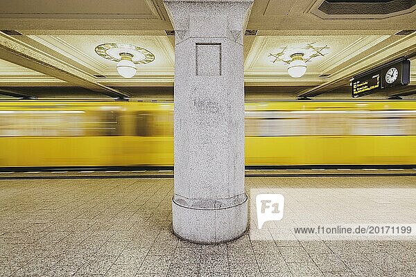 The underground line 3 runs at Rüdesheimer Platz in Wilmersdorf in Berlin  27 February 2024. Berliner Verkehrsbetriebe (BVG) have announced strikes for Thursday and Friday