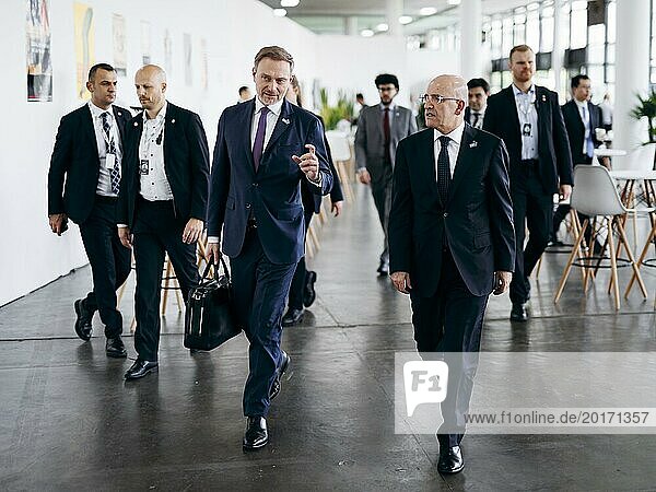Christian Lindner (FDP)  Federal Minister of Finance  meets Mehmet Simsek  Minister of Finance of Turkey for talks at the G20  G7 Finance Ministers and Central Bank Governors Meeting  in Sao Paulo  28 February 2024. Photographed on behalf of the Federal Ministry of Finance (BMF)