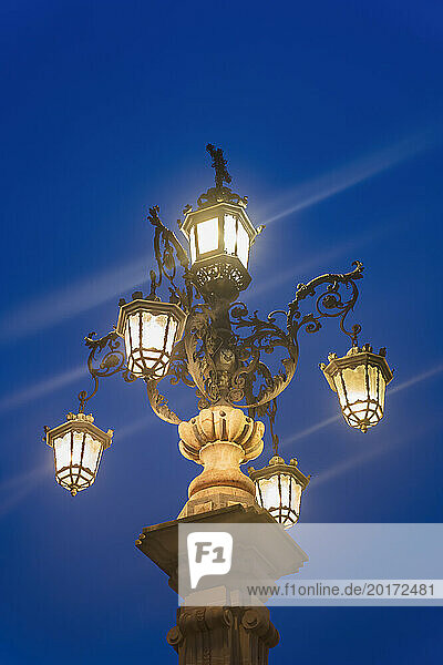 Spain  Andalusia  Seville  Fuente Farola street light at night