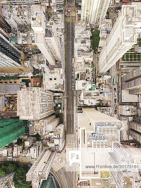 Buildings near road in Hong Kong city
