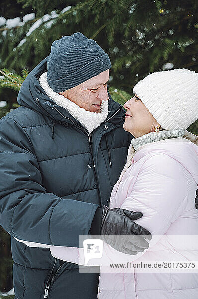 Romantic couple spending leisure time in winter