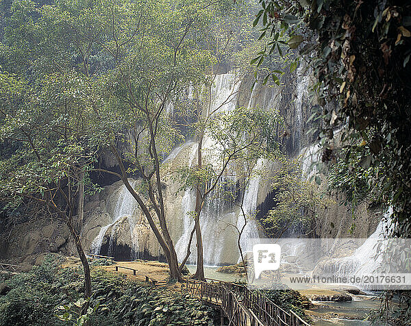 Laos. Landscape. Kuang Si waterfall. Near Luang Prabang.