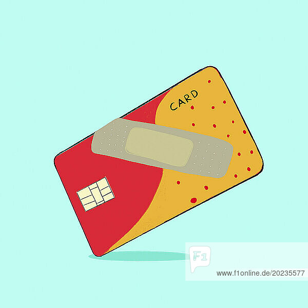 Klebepflaster auf Kreditkarte