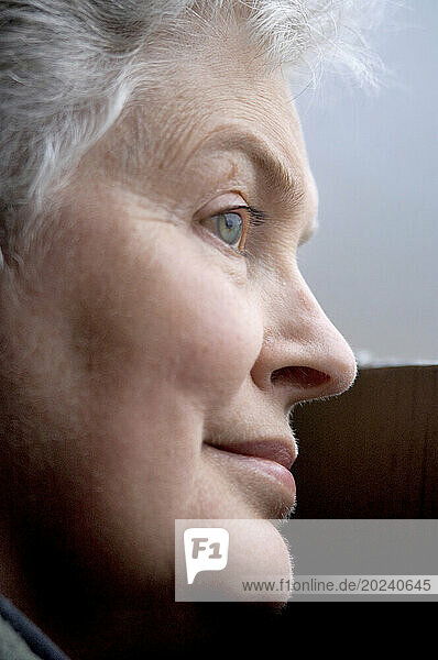 Close-up profile of a senior woman's face; Gibbon  Nebraska  United States of America