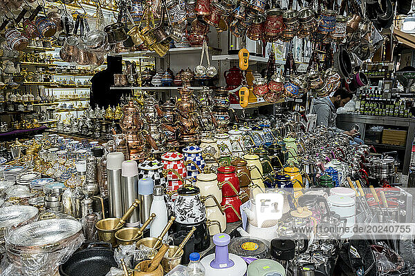 Homewares for sale at the Spice Bazaar in Istanbul; Istanbul  Turkey