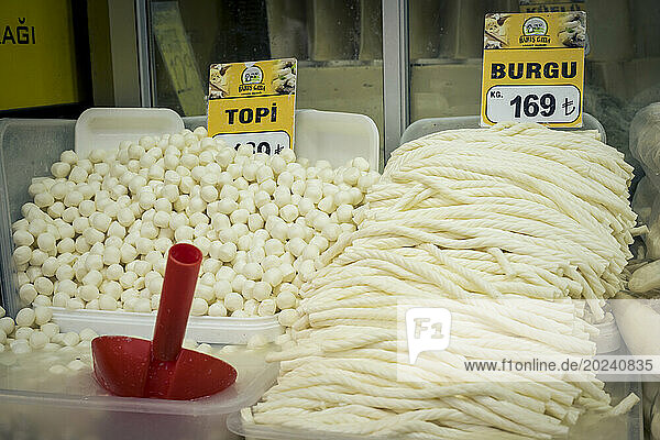 Cheese for sale at the Spice Bazaar in Istanbul; Istanbul  Turkey