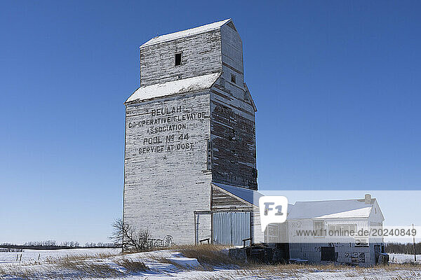 Beulah grain elevator in rural Saskatchewan; Beulah  Saskatchewan  Canada