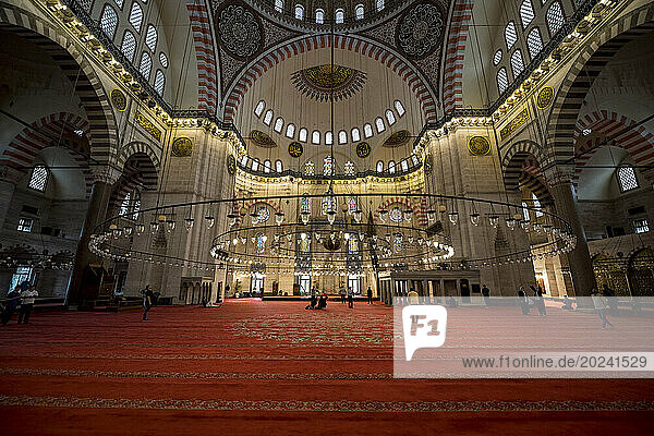 Suleymaniye Mosque interior looking towards the mihrab; Istanbul  Turkey
