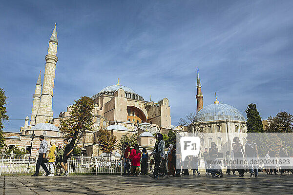 Tourists outside Hagia Sophia Grand Mosque; Istanbul  Turkey