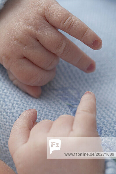 Close up shots of 3 day old newborn hands. Baby is 2 days old.