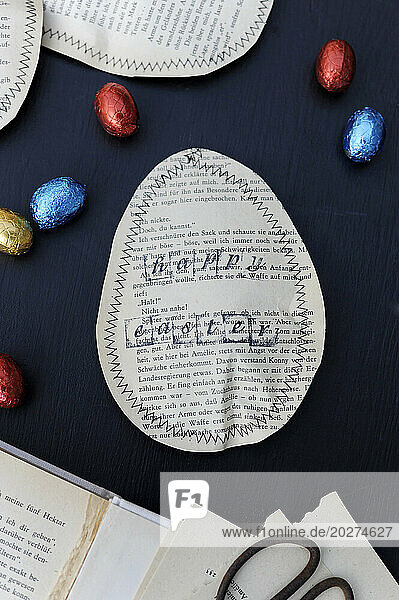 DIY Easter egg made of sewn pages