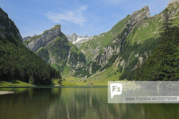 Switzerland  Appenzell Innerrhoden  Scenic view of Seealpsee lake in Appenzell Alps