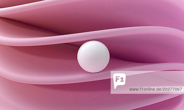 3D render of sphere on smooth layered surface