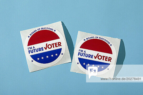 Future voter sticker on blue background