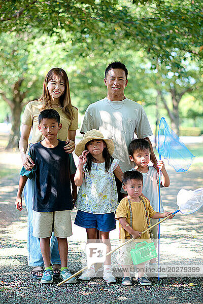 Asian family at the park