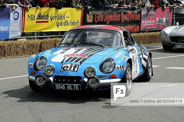 Alpine-Renault A110 1800  year of construction 1973  A blue Renault Alpine vintage car with red stripes and the number 8 in the race  SOLITUDE REVIVAL 2011  Stuttgart  Baden-Württemberg  Germany  Europe