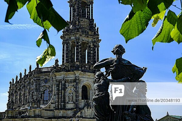 The Catholic Court Church  a baroque cathedral on Theatre Square between the Royal Palace and the Semper Opera House in the inner old town of Dresden  Saxony  Germany  Europe