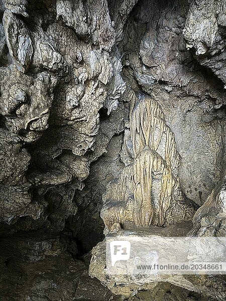 Geotope Doktorshöhle  bizarre stalactites  Muggendorf  Franconian Switzerland  Upper Franconia  Franconia  Bavaria  Germany  Europe