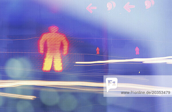 A red lighted man signal indicates people to stop crossing  New Zealand.