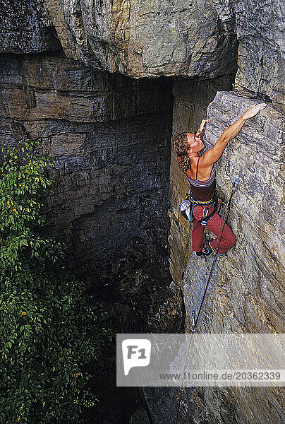 Rock climbing in Franklin  West Virginia  USA