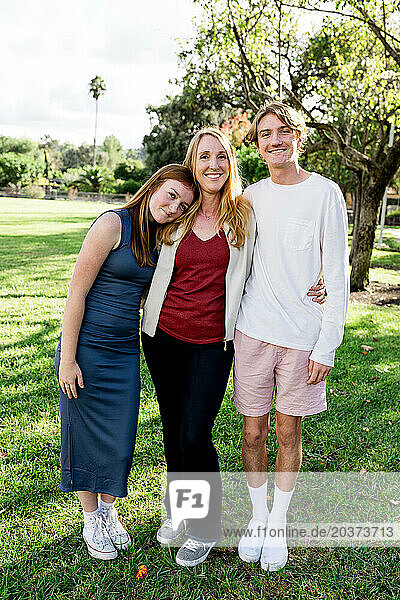 Mom Posing with Teenagers on Sunny Day in San Diego