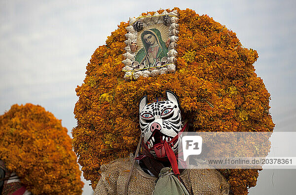 Tlacololeros de Carrizalillo dance during the annual pilgrimage to the Basilica of Our Lady of Guadalupe