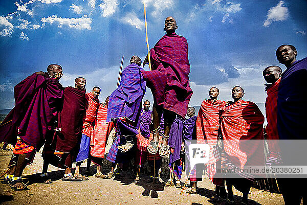 Massai people dancing  Ngorongoro crater  Tanzania