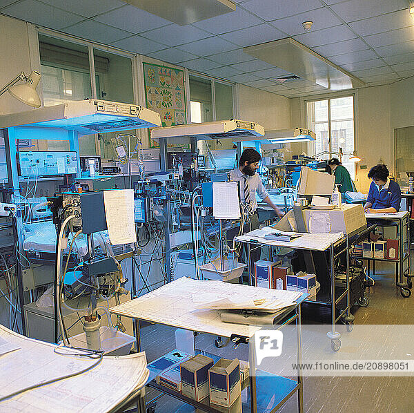 Medical hospital intensive care baby unit interior.