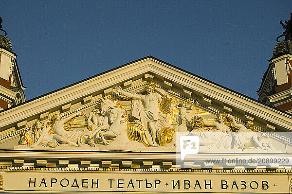 Bulgaria. Sofia. Architecture. FaÃ§ade frieze of National Theatre.