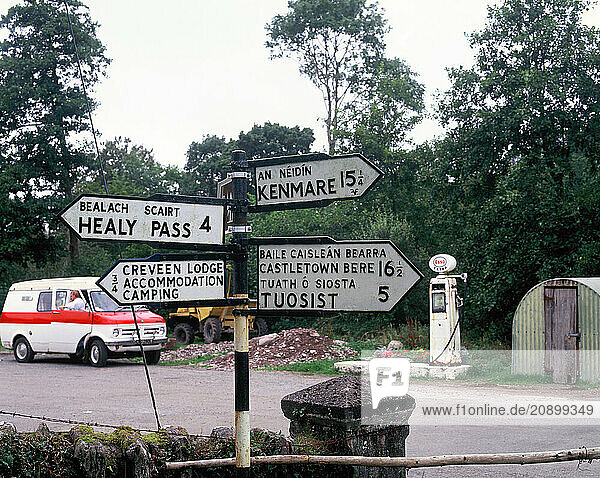 Ireland. County Kerry. Sign post at Lauragh.