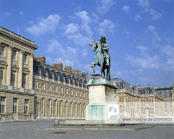 France. Near Paris. Palace of Versailles. Equestrian statue of King Louis XIV.
