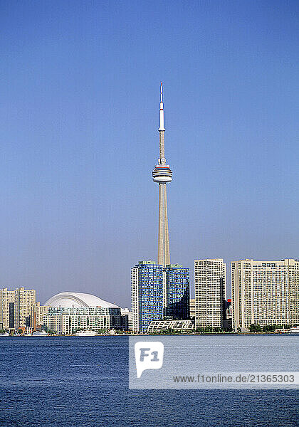 Canada. Ontario. Toronto. City waterfront skyline with CN tower.