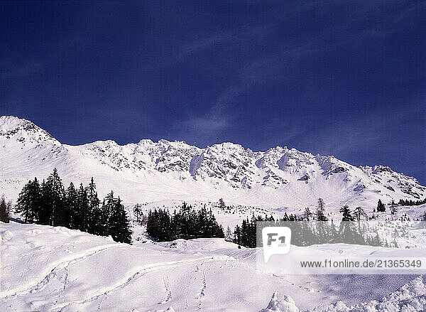 Switzerland. Valais Canton. Verbier. Snow covered mountains.