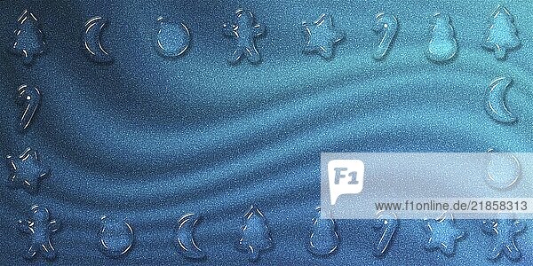 Weihnachten Plätzchen Urlaub Rahmen  Weihnachten Grußkarte  Neujahr blau glitter Hintergrund  3d Cookies Weihnachten Poster