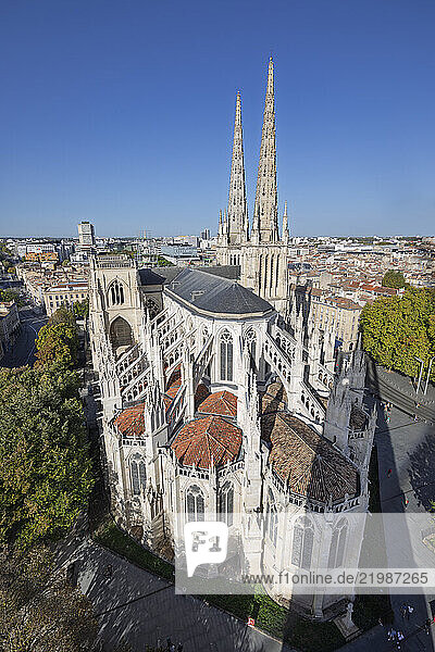 Cathedral of Saint Andre de Bordeaux viewed from the Tour Pey Berland tower  Bordeaux  Nouvelle Aquitaine  France  Europe  Europe