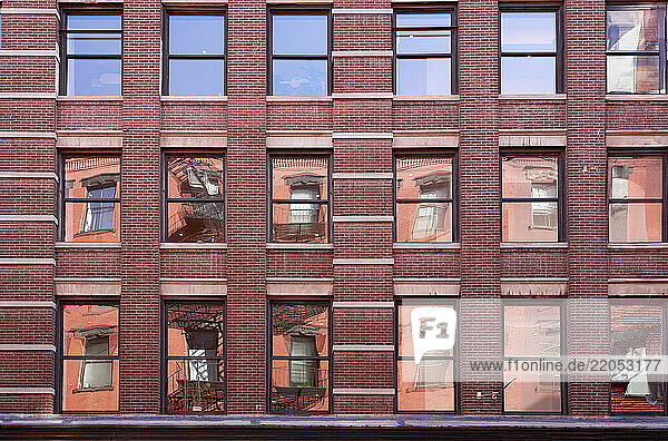 Rows of windows on facade of building