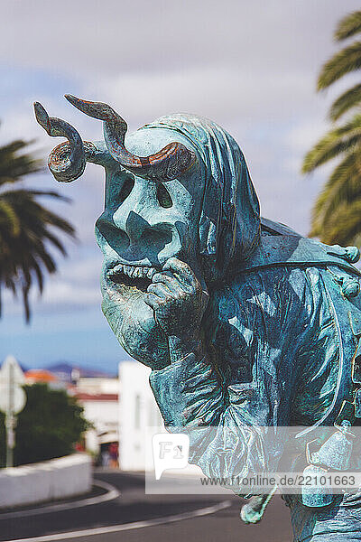 Spain  Canary Islands  Lanzarote. Teguise. Plaza San Francisco  Los Diabletes sculpture