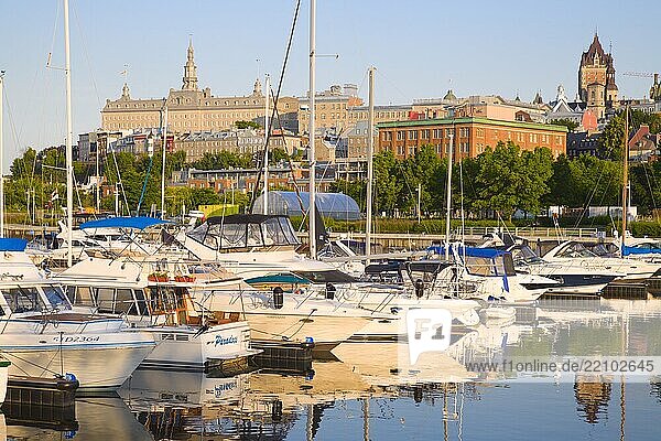 boats  Quebec City  Canada  Bassin Louise  North America  harbor  skyline