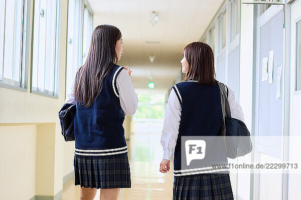 Japanese High School Students In Uniform