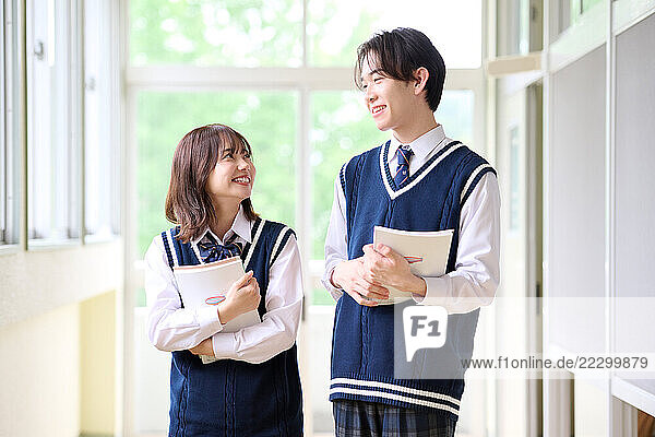 Japanese High School Students In Uniform